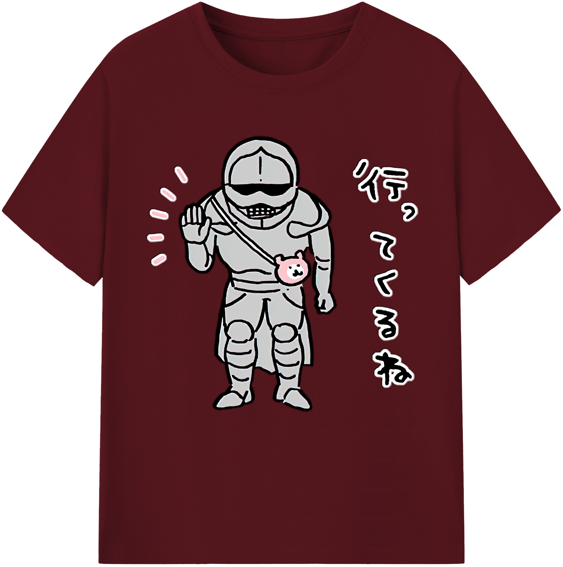 （画像用） ちいかわ 労働の鎧さん Chii-kawa Mr. Armor of Labor 綿100％半袖Tシャツ（フロントプリント）